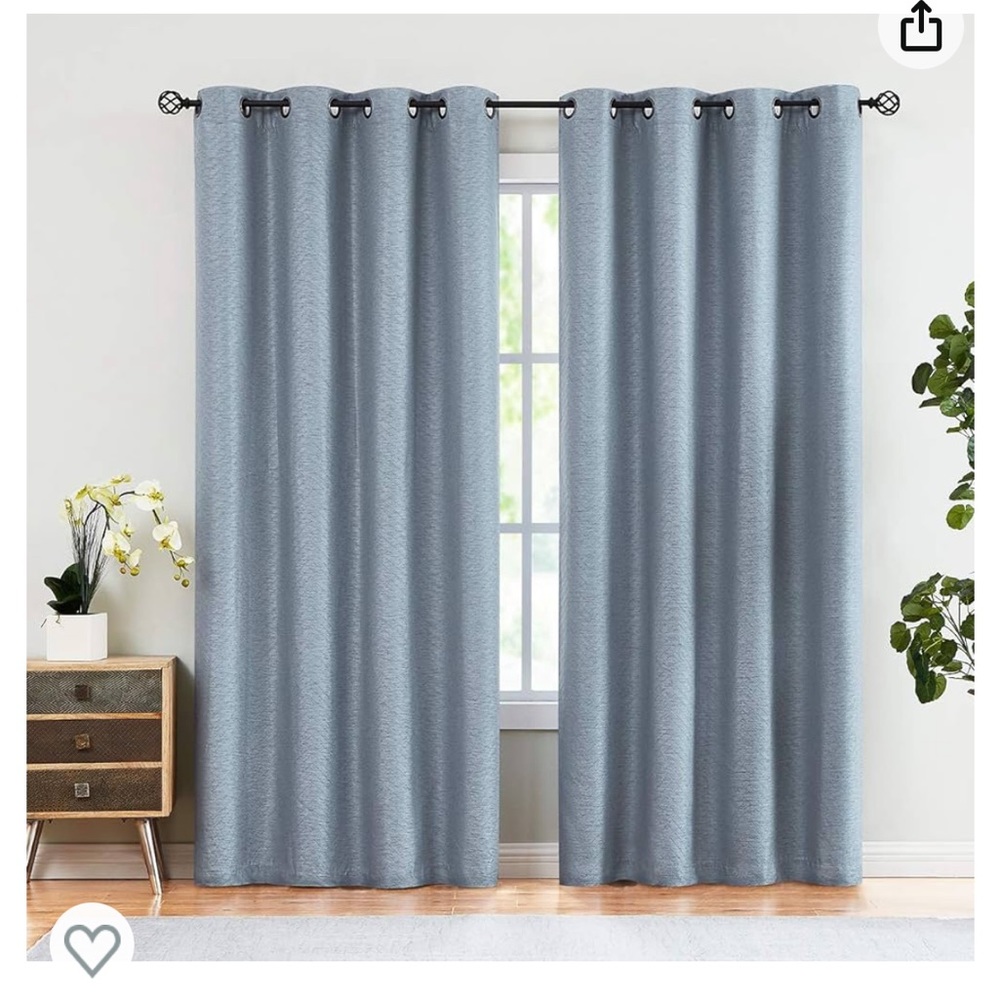 Dusty blue curtain panels